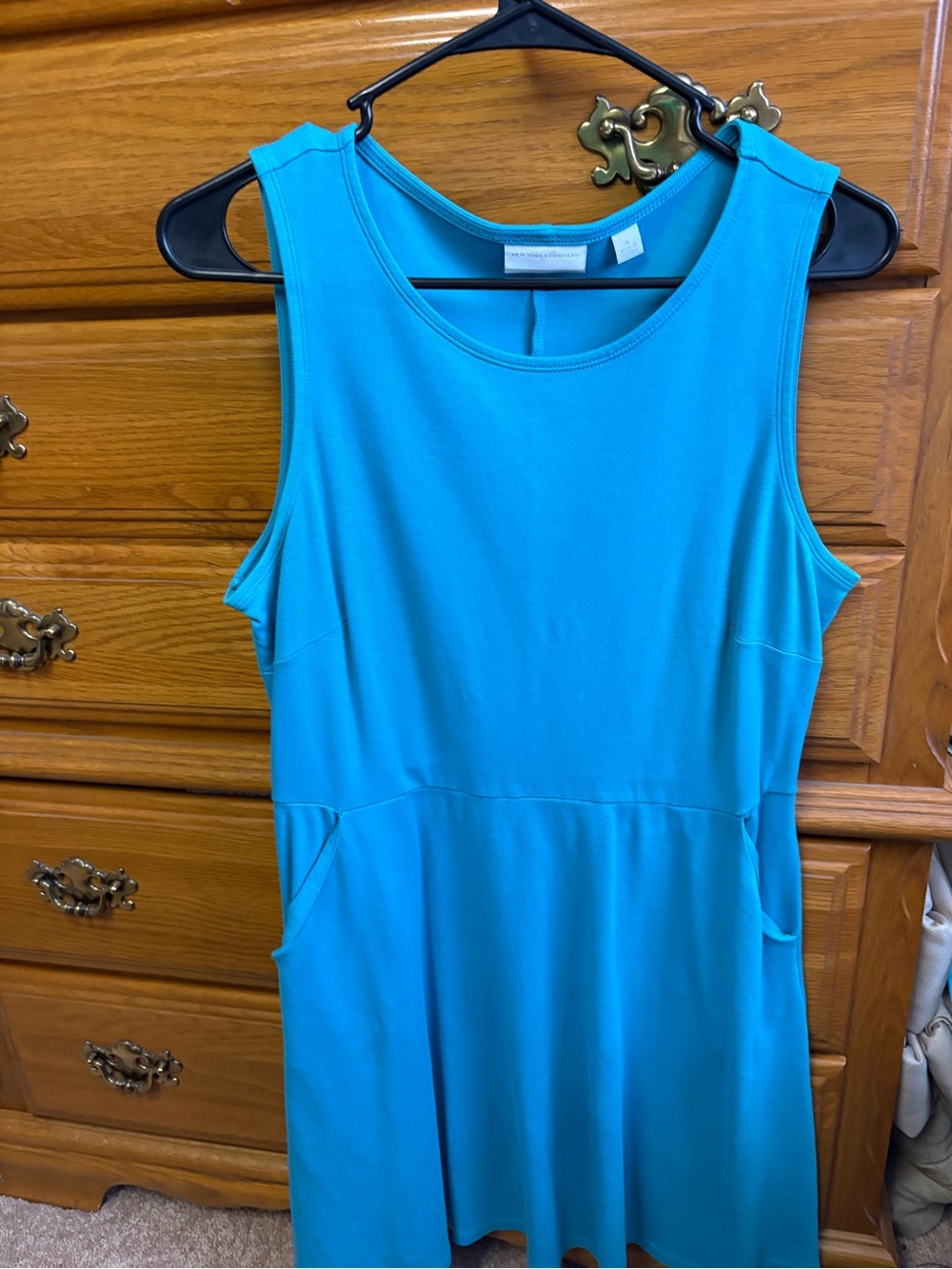 New York & Company Sleeveless Teal Dress with Pockets